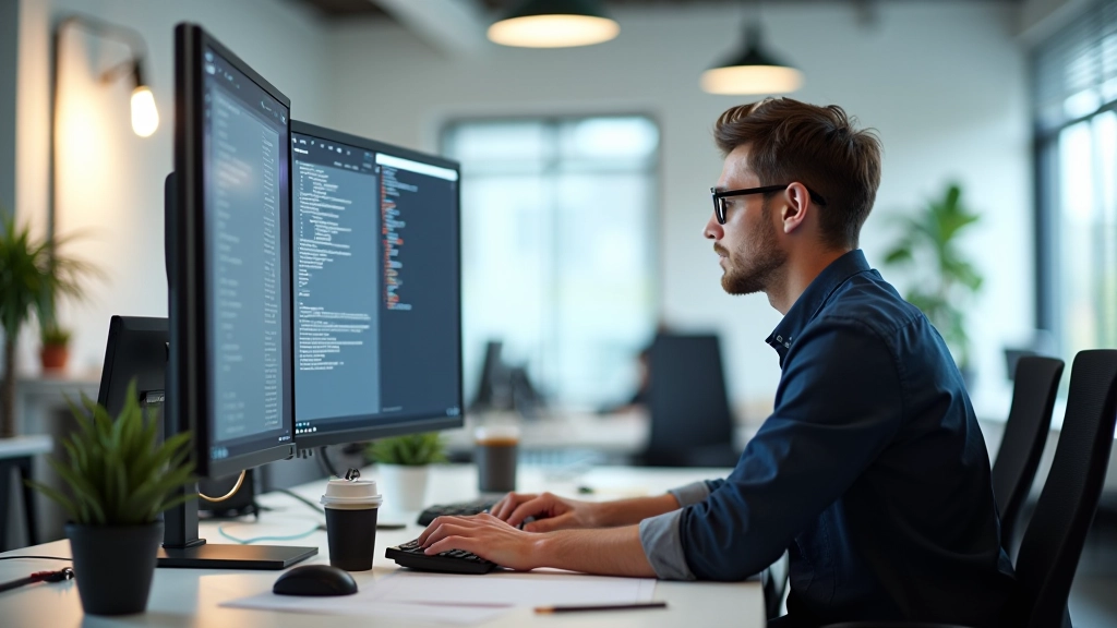Moderní kancelář s designérem pracujícím na navigaci