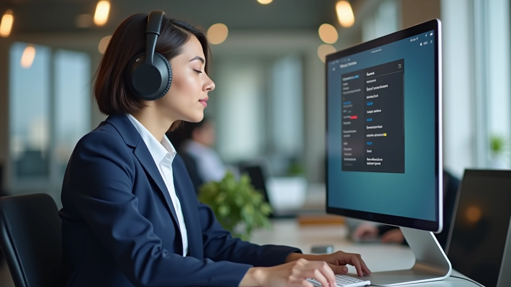Osoba používající NVDA screenreader se sluchátky